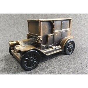 Vintage Banthrico 1908 Cadillac Brass Coin Bank Chicago IL Circa 1974